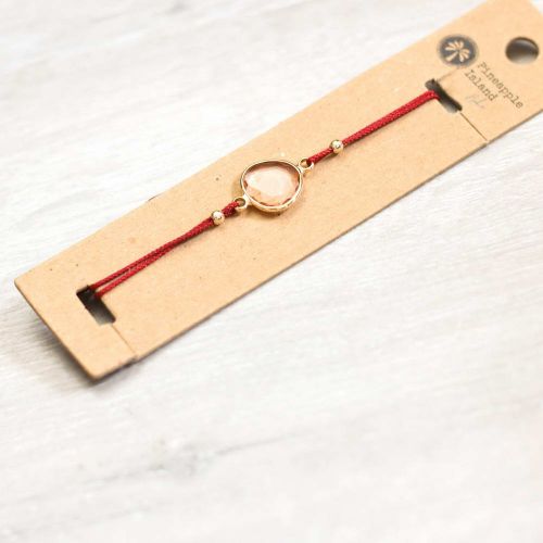 Βραχιόλι με γυάλινη σταγόνα - μπορντώ