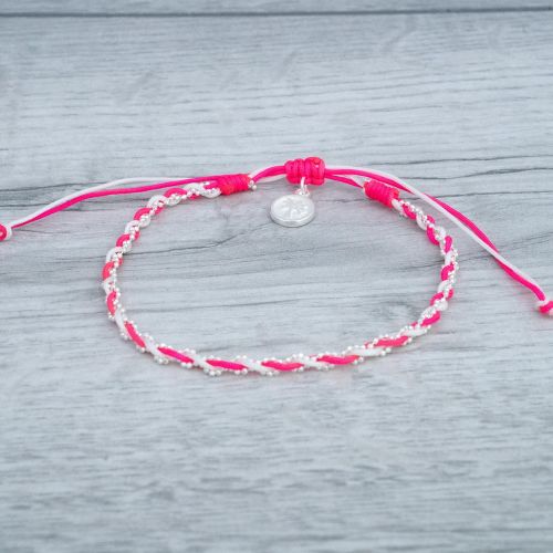 Βραχιόλι στριφτό με αλυσιδάκι - φούξια