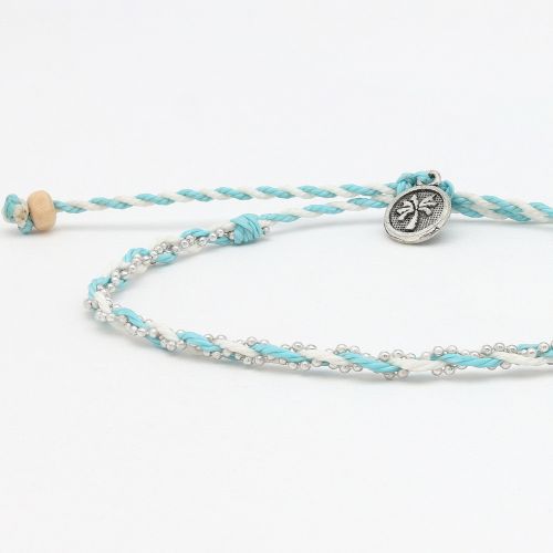 Βραχιόλι στριφτό με αλυσιδάκι - σιέλ