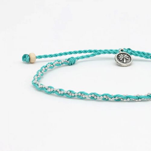 Βραχιόλι στριφτό με αλυσιδάκι - Τιρκουάζ