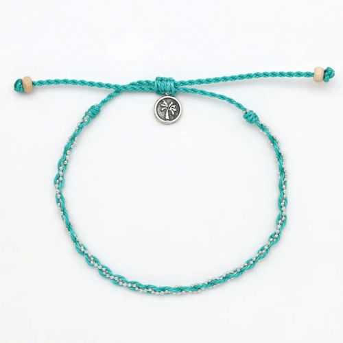 Βραχιόλι στριφτό με αλυσιδάκι - Τιρκουάζ