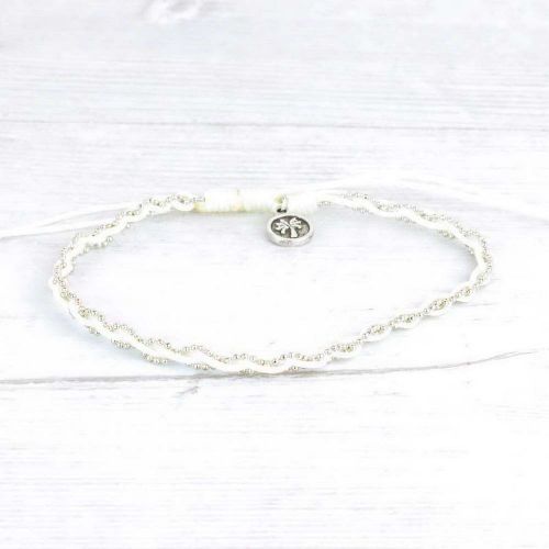 Βραχιόλι στριφτό με αλυσιδάκι - λευκό