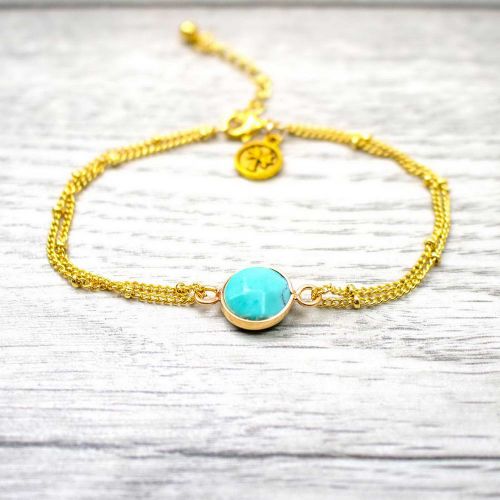 Βραχιόλι χρυσό με σιέλ πέτρα