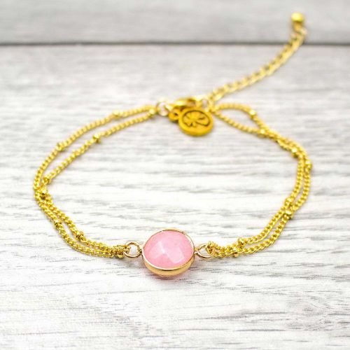 Βραχιόλι χρυσό με ροζ πέτρα