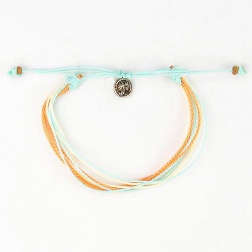 Βραχιόλι βαμβακ. κορδόνια σιέλ σομόν