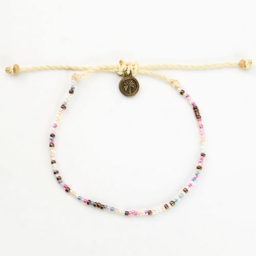 Βραχιόλι κορδόνι & χάντρες - λιλά