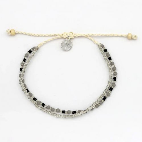 Βραχιόλι γυάλινες χάντρες - Διάφανο/γκρι/μαύρο