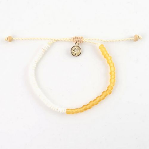 Βραχιόλι χάντρες 50-50 κίτρινο λευκό