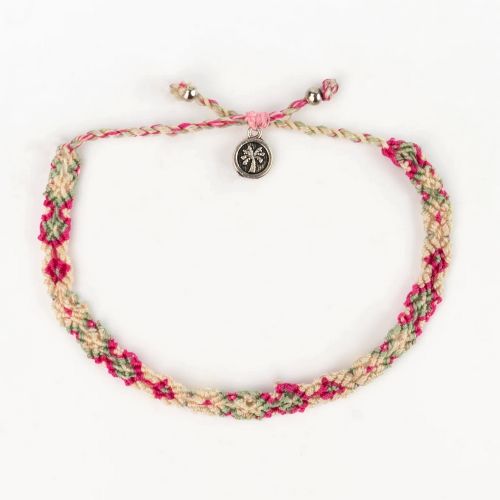 Βραχιόλι μακραμέ - Ροζ κρεμ