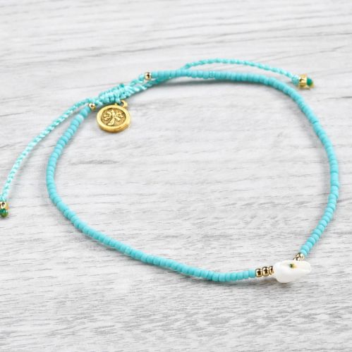 Βραχιόλι με κοχύλι - σιέλ