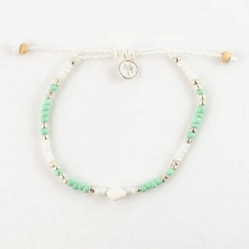 Βραχιόλι με κοχύλια - λευκό μέντα
