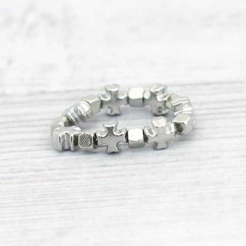 Elastic silver metal ring