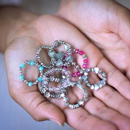 Elastic silver metal ring