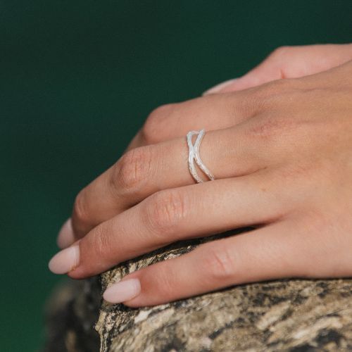 Adjustable, silver plated metal ring
