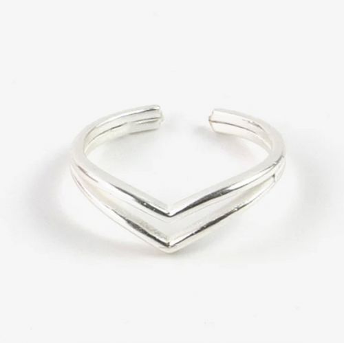 Adjustable, silver-plated wishbone ring