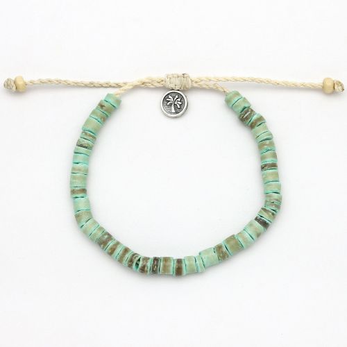 Βραχιόλι ποδιού ξύλινες χάντρες - πράσινο ανοιχτό