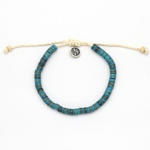 Βραχιόλι ποδιού ξύλινες χάντρες - μπλε