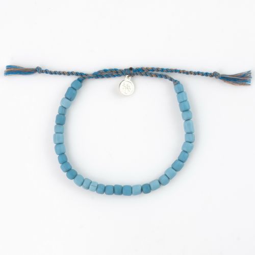 Βραχιόλι ποδιού με χάντρες - πετρόλ