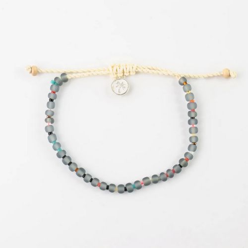 Βραχιόλι ποδιού με γυάλινες χάντρες - γκρι