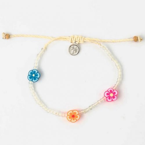 Βραχιόλι ποδιού με γυάλινες χάντρες & μαργαρίτες