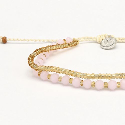 Βραχιόλι Ποδιού 2 Σειρές Χάντρες Ροζ Χρυσό