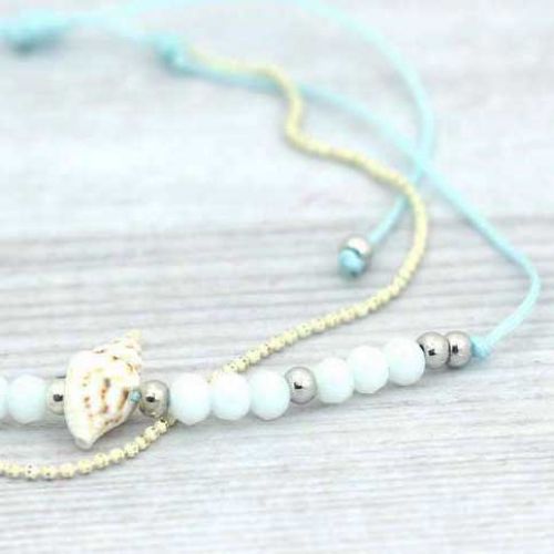 Βραχιόλι ποδιού αλυσίδες -Κοχύλι σιέλ