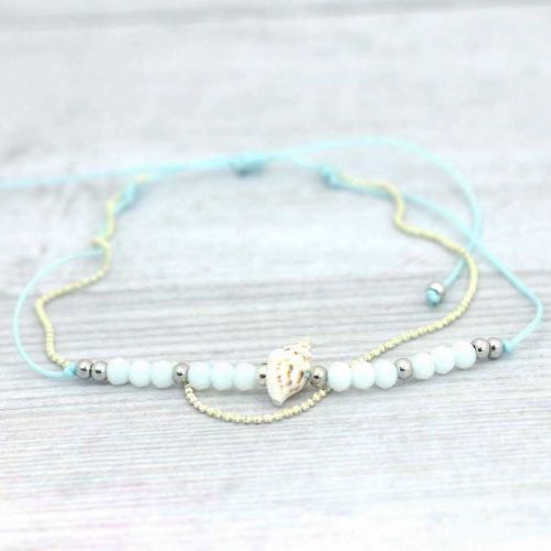 Βραχιόλι ποδιού αλυσίδες -Κοχύλι σιέλ