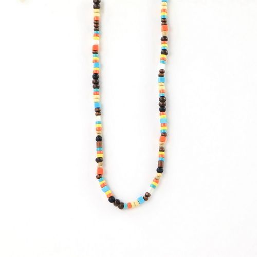 Κολιέ Ξύλινες χάντρες Πολύχρωμο