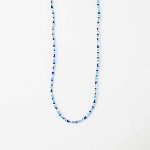 Κολιέ πολύχρωμες μίνι χάντρες - γαλάζιο μαύρο