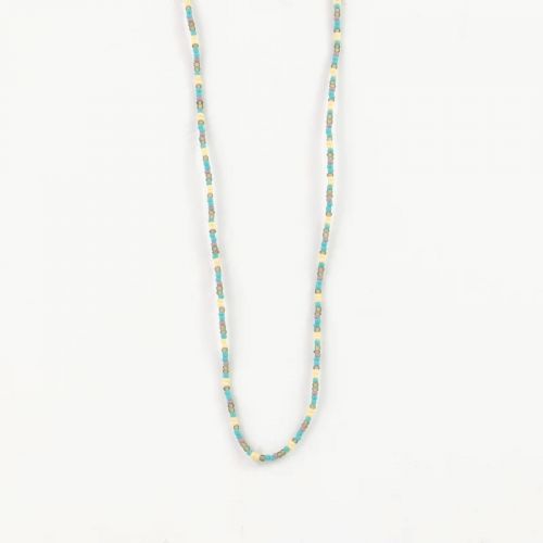 Κολιέ μίνι χάντρες -Τιρκουάζ/κρεμ/χάλκινο