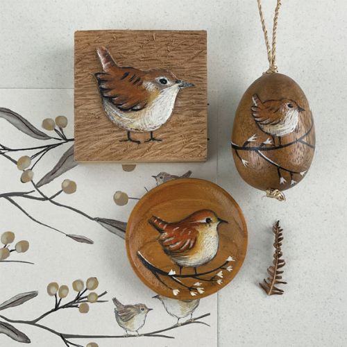 Bird painted on egg-Wren
