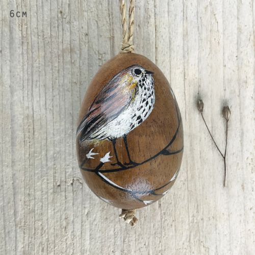 Bird painted on egg-Mistle thrush