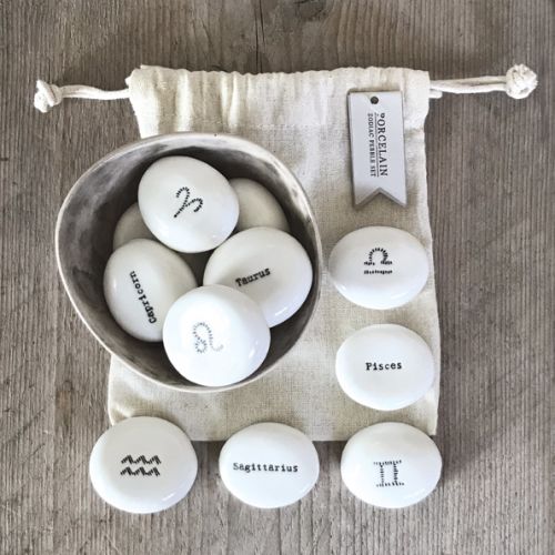 Set of twelve zodiac pebbles