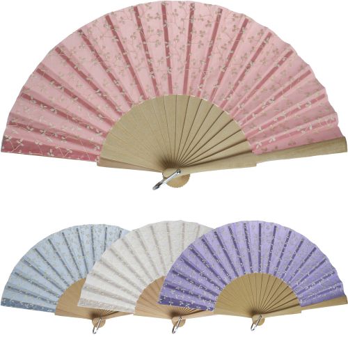 Βεντάλια floral κέντημα 23εκ. ξύλινη