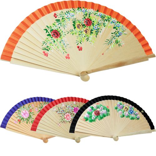 Βεντάλια λουλούδια ξύλινη ζωγραφιστή