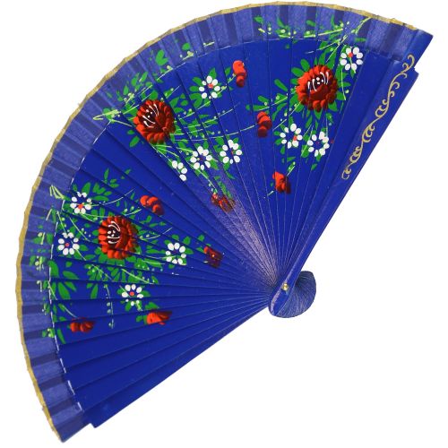 Βεντάλια ξύλινη φλοράλ 19εκ. διπλής όψης