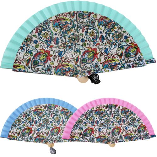 Βεντάλια Λαχούρια φλοράλ 23εκ. ξύλινη