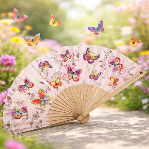 Βεντάλια ξύλινη 23εκ.- Butterfly garden
