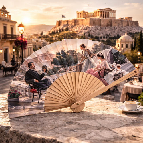 Βεντάλια ξύλινη 23εκ.- Acropolis view