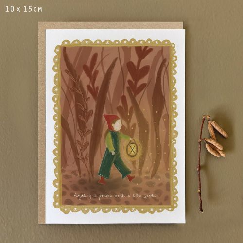 Woodland folk card-Anything possible with a sparkle
