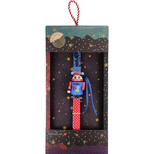 Λαμπάδα Ρομπότ ξύλινο κουρδιστό - Μπλε