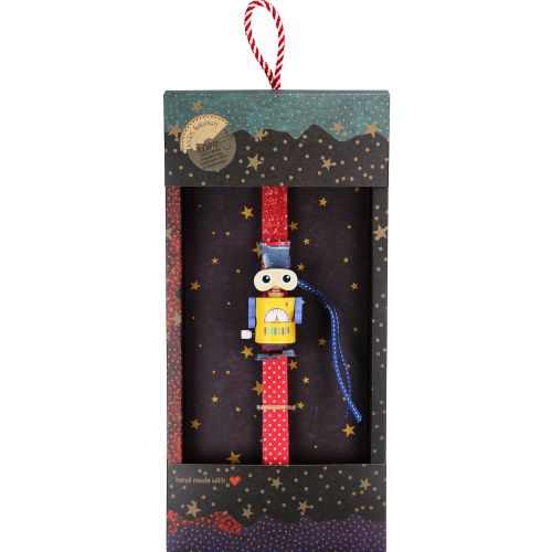 Λαμπάδα Ρομπότ ξύλινο κουρδιστό - Κίτρινο