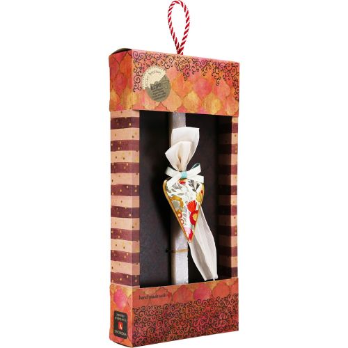 Λαμπάδα Καρδιά φλοράλ - Μπεζ