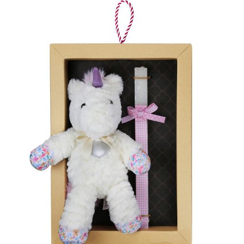 Λαμπάδα Λούτρινος μονόκερος heart - Κρεμ