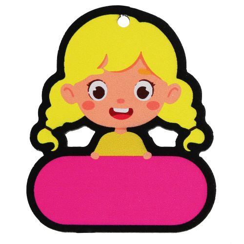 Ξύλινη Ετικέτα κορίτσι 7,5x6,5εκ.