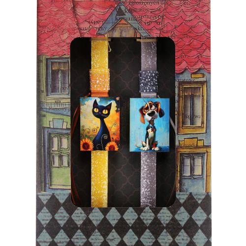 Λαμπάδα Ζευγάρι Γάτα Σκύλος - Κροκί-Μπλε