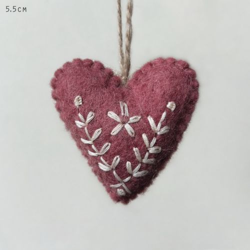 Καρδιά φέλτ folk art 5,5εκ. - ροζ dusty