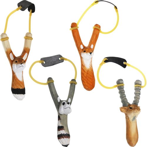 Hand-carved animal wooden slingshot