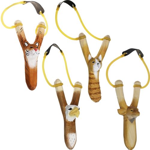 Hand-carved animal wooden slingshot