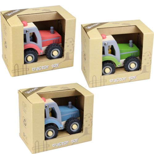 Wooden tractor in gift box